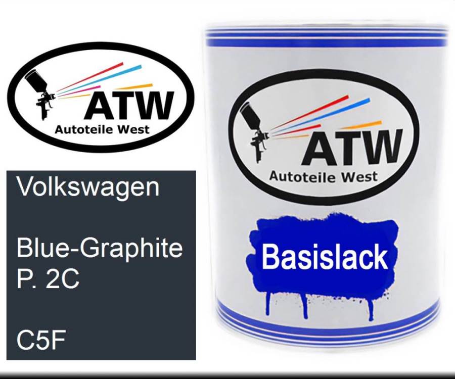 Volkswagen, Blue-Graphite P. 2C, C5F: 1L Lackdose, von ATW Autoteile West.